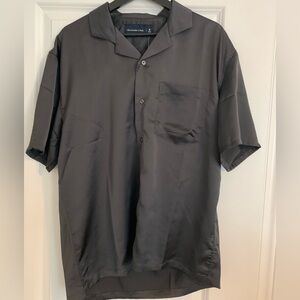 Satin black camp collar shirt - medium - Abercrombie